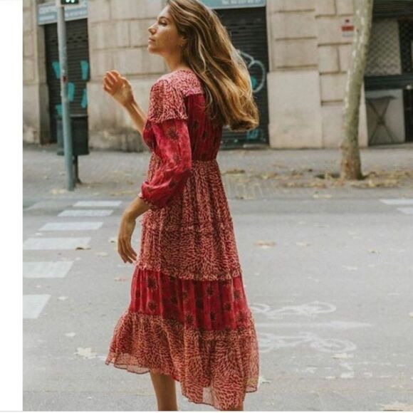 New ba&sh Gypsie Rose Dress Red Medium - Picture 6 of 16